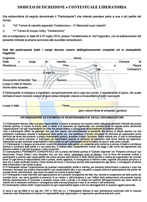 Iscrizione | Liberatoria Tornei