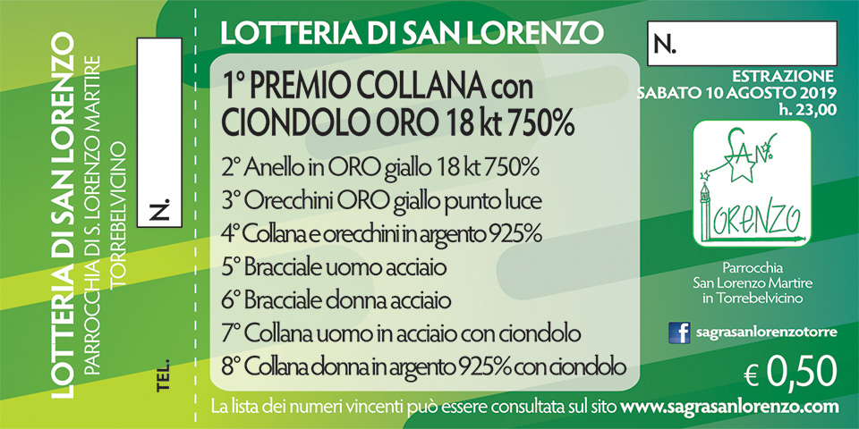 Estrazione Lotteria Sagra San Lorenzo 2019